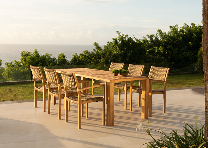 Albany Solid Teak dining Outdoor Furniture by Indian Ocean.