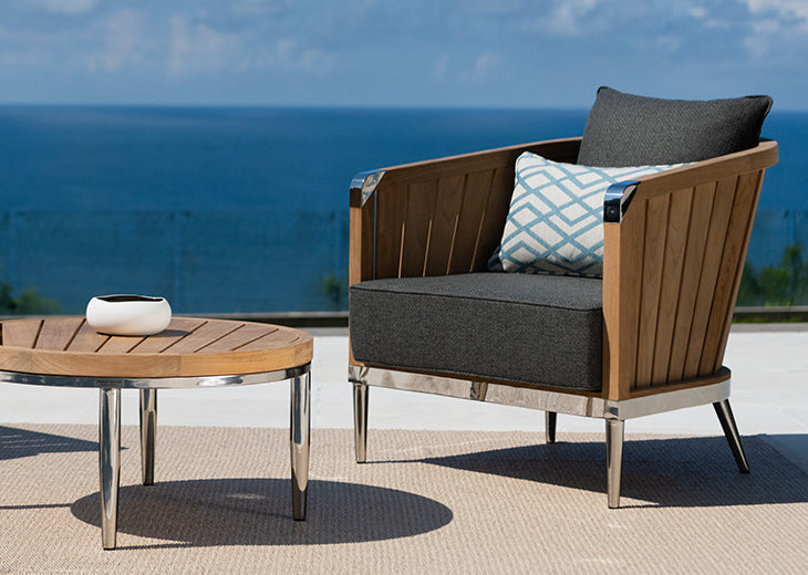 Cruise luxury teak low relax chair and coffee table Collection