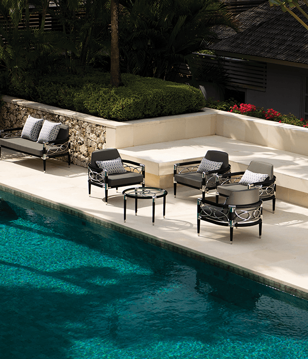 Luxury outdoor sofa sets by the pool