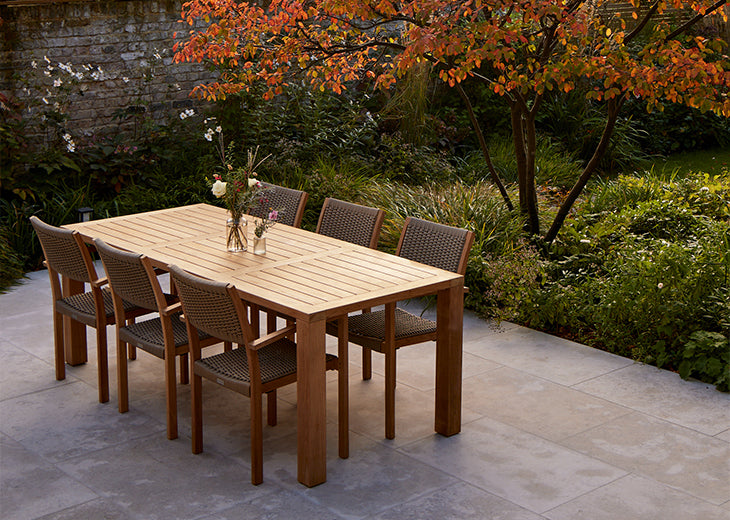 Albany Solid Teak dining Outdoor Furniture by Indian Ocean.