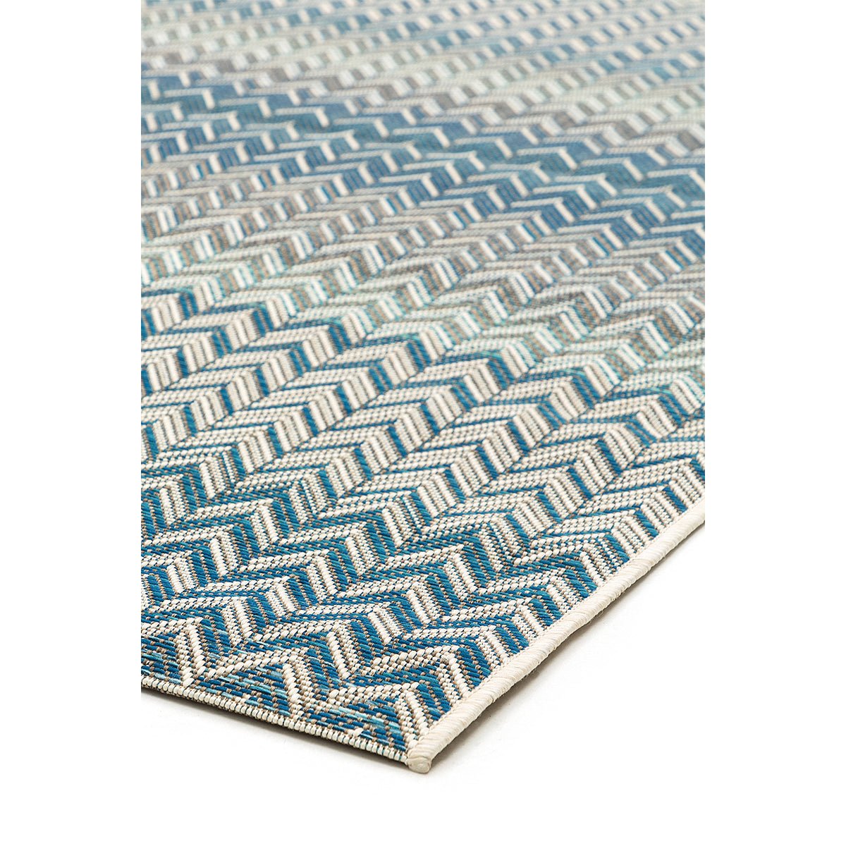 Serpentine Blue Outdoor Rectangular Rug