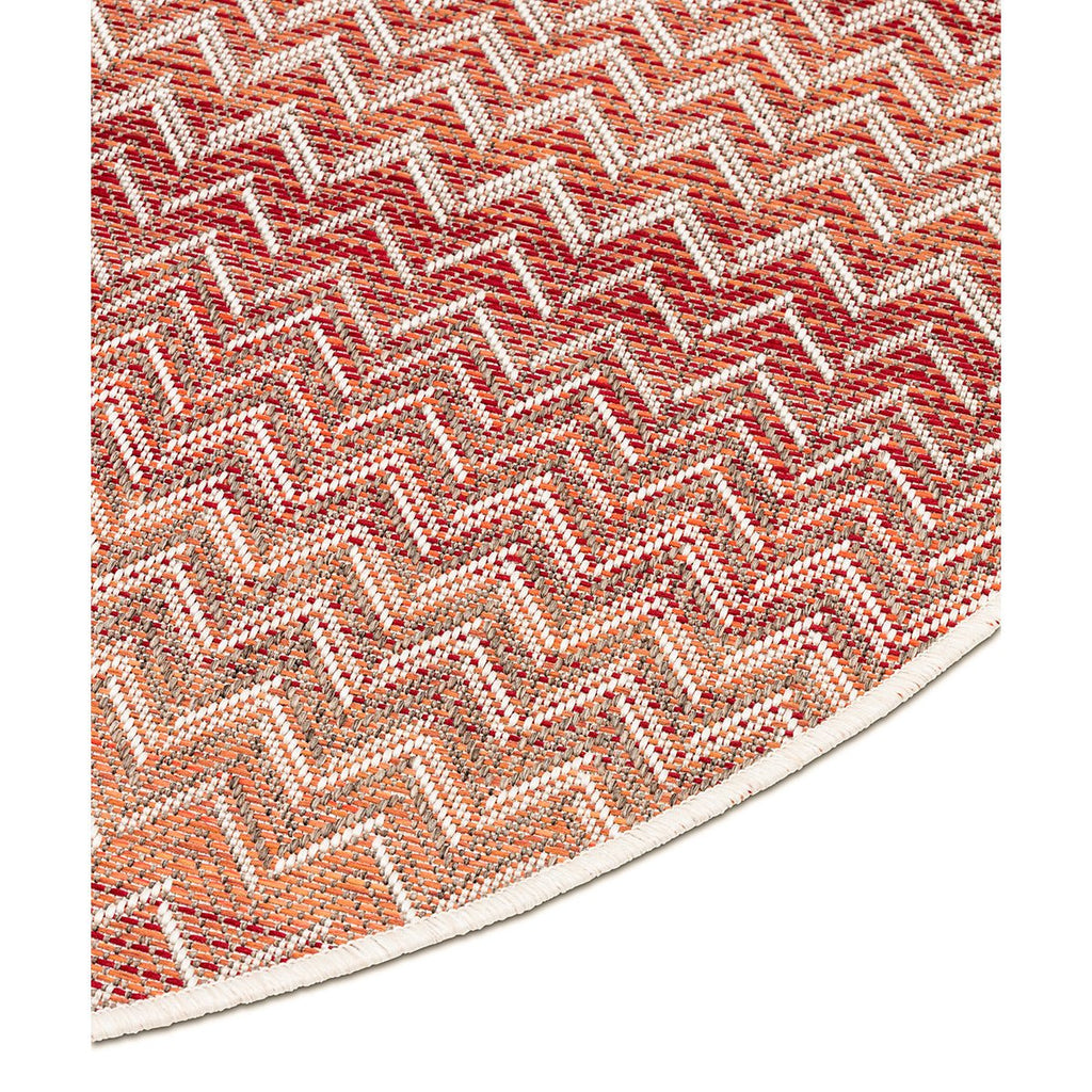 Serpentine Red Outdoor Round Rug