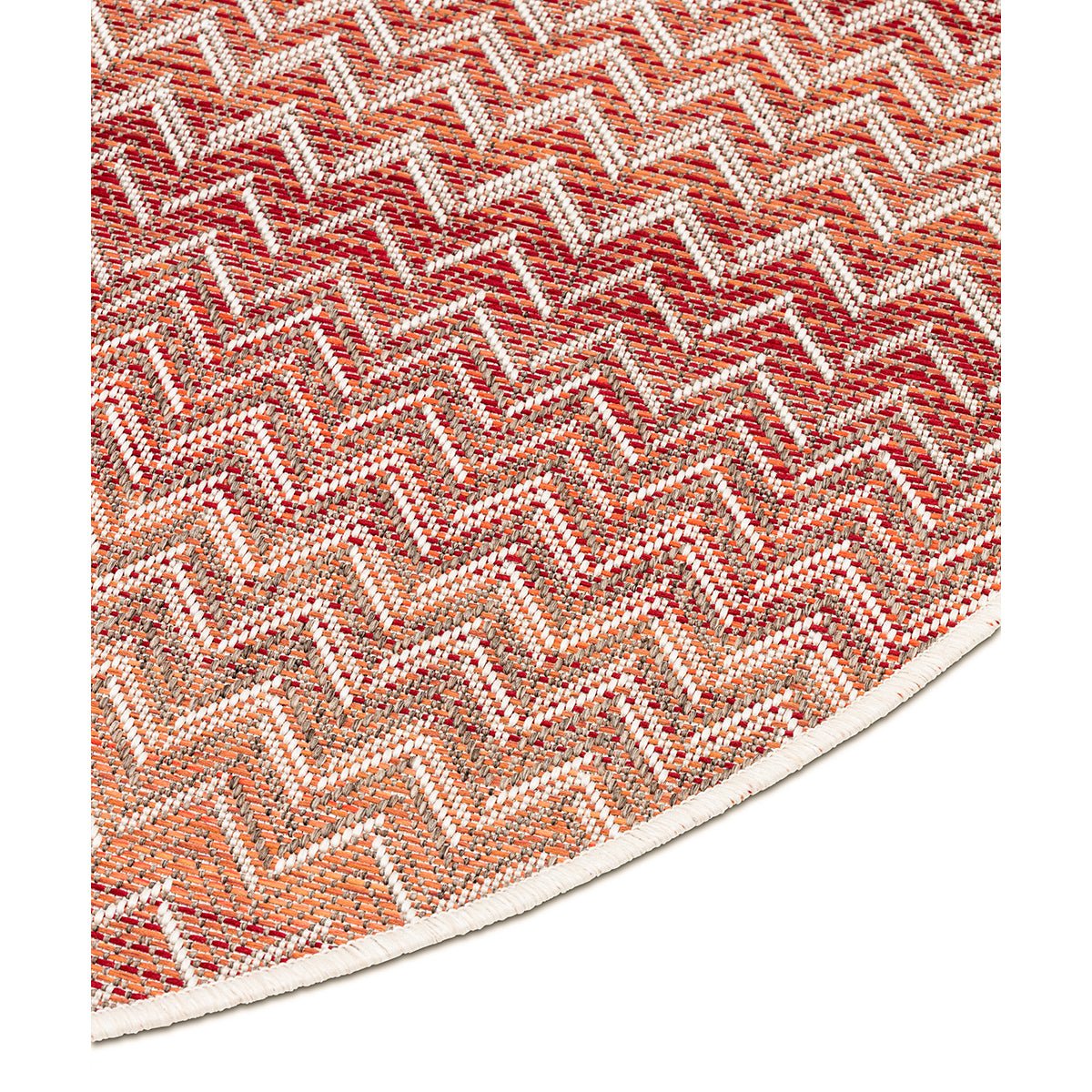 Serpentine Red Outdoor Round Rug
