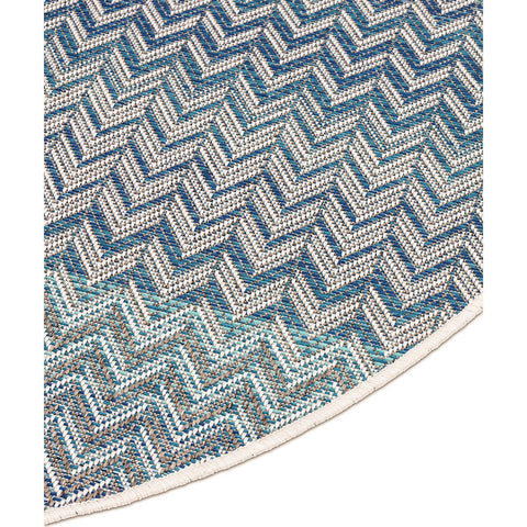 Ziggy Blue Outdoor Round Rug