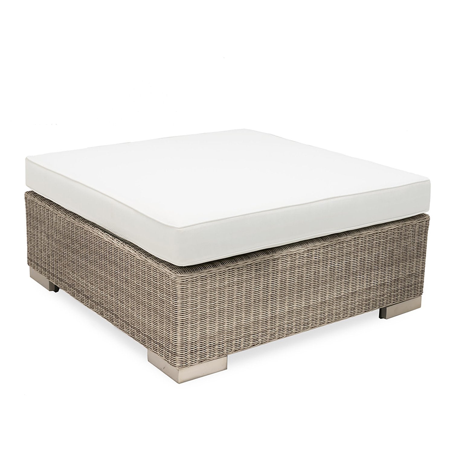 Cuba Ottoman in stone with white cushion