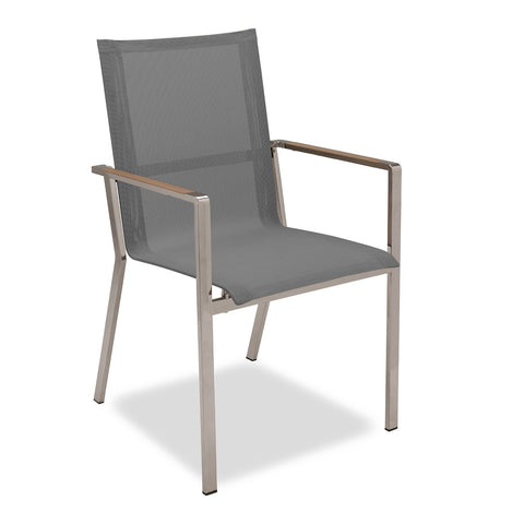 Lucerne Carver Chair in silver-black with Teak inlays