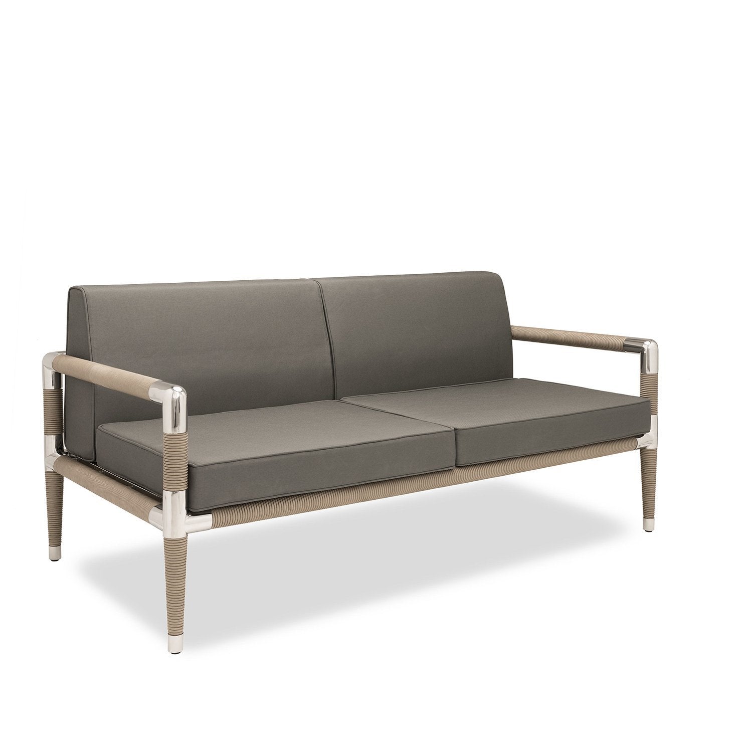 Marina two seat sofa in electro polioshed stainless steel