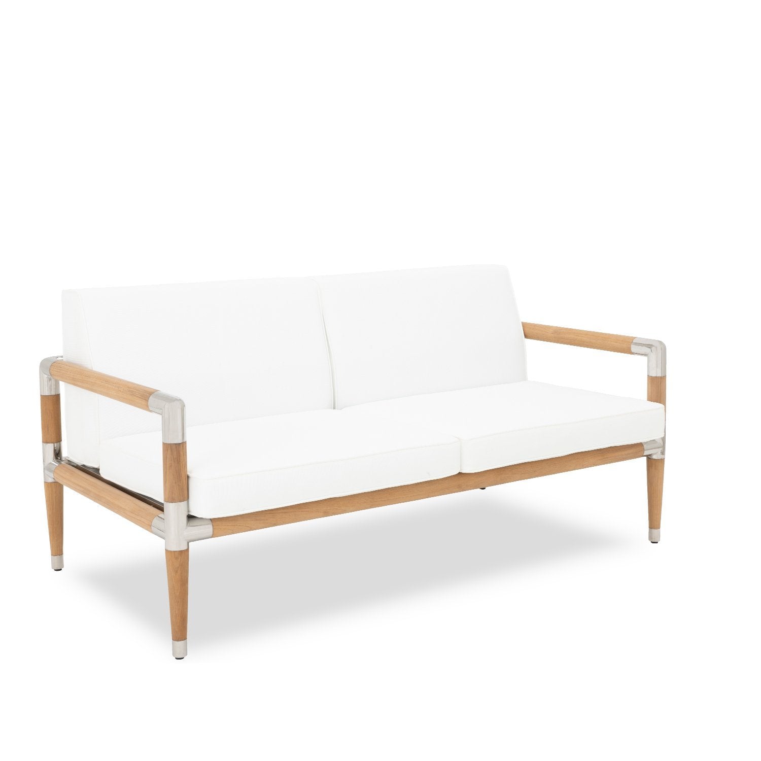 Marina 2 Seat Sofa - Teak with White cushions