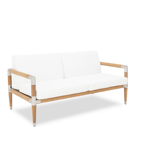 Marina 2 Seat Sofa - Teak with White cushions