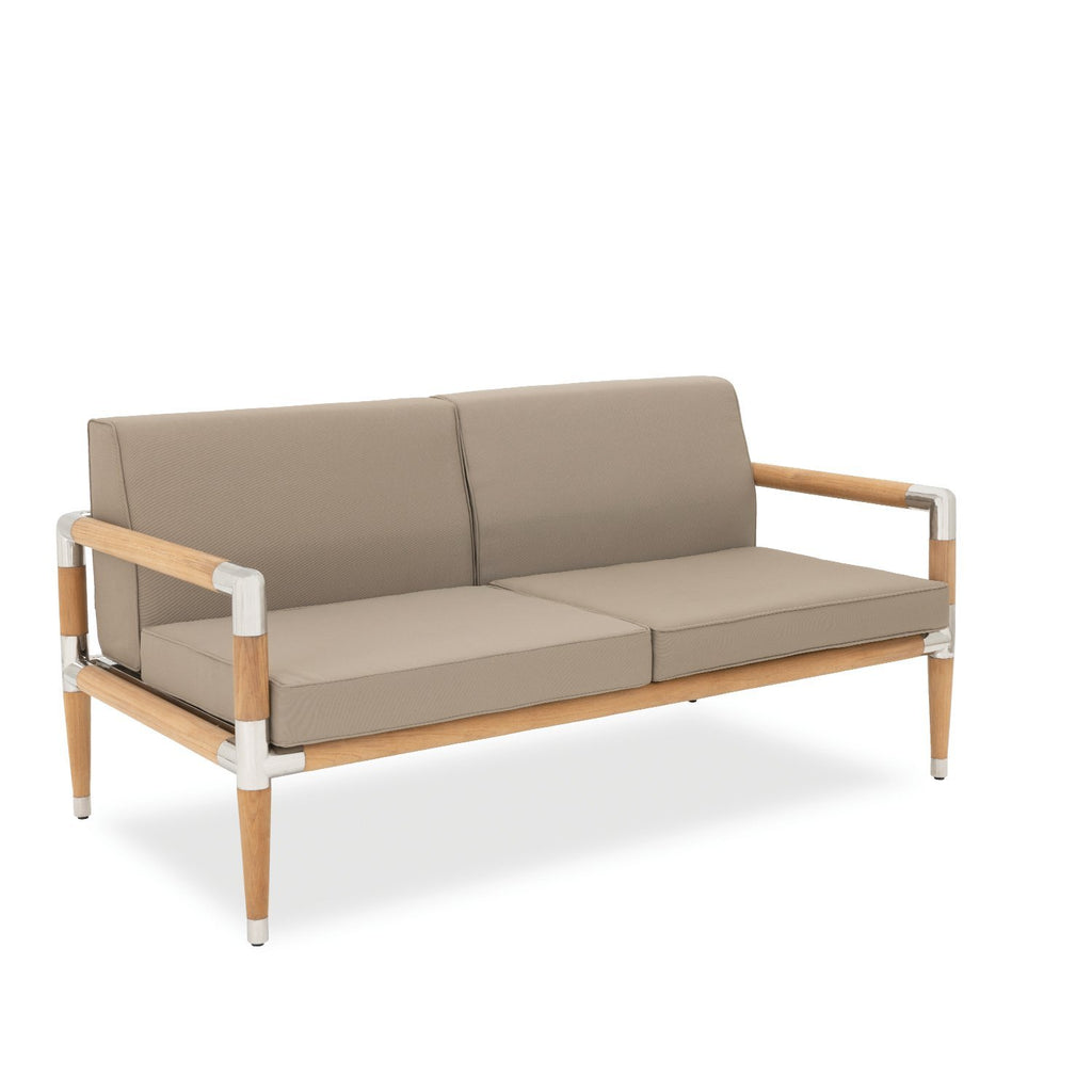 Marina 2 Seat Sofa - Teak with Sand cushions