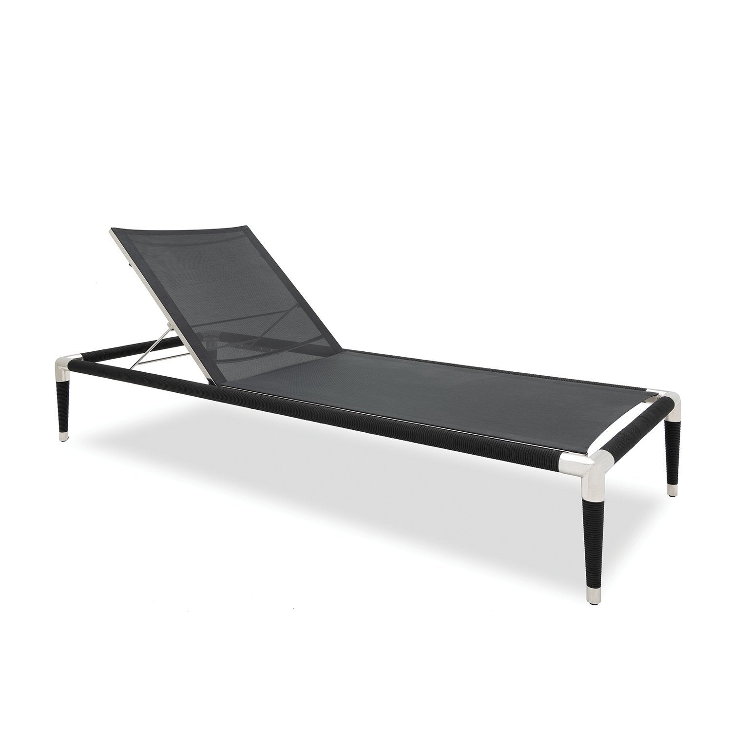 Marina sun lounger with black rope accents