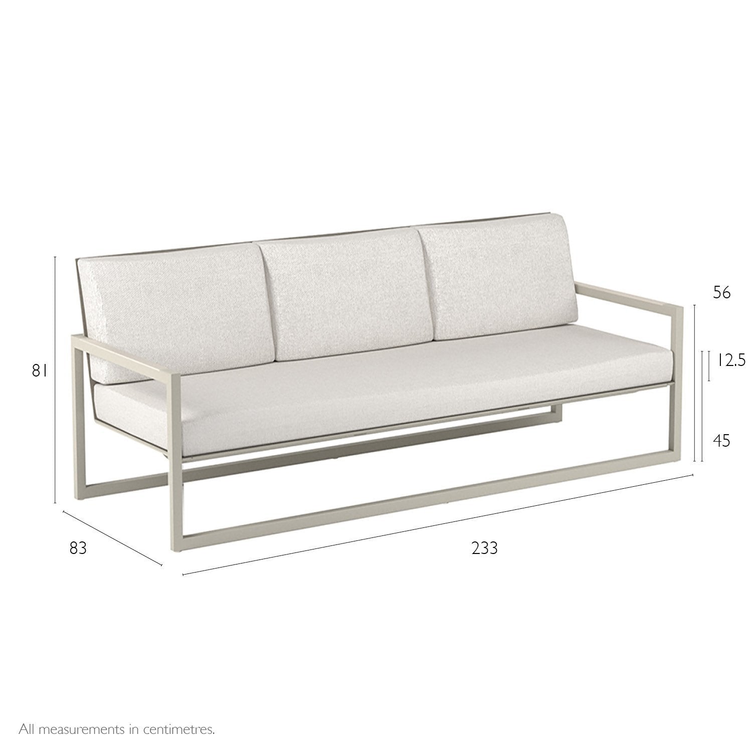 Ninix Lounge Three Seat Sofa dimensions