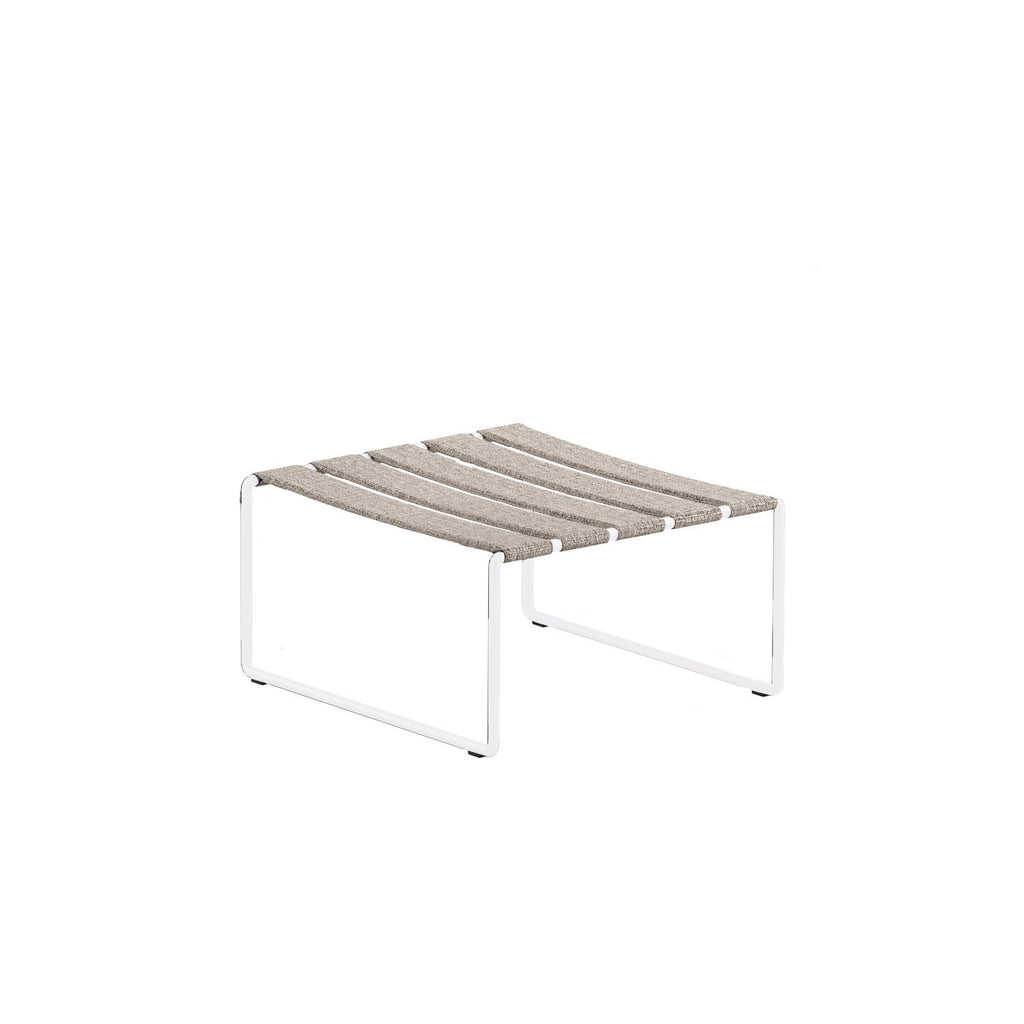 Strappy outdoor footrest in white frame
