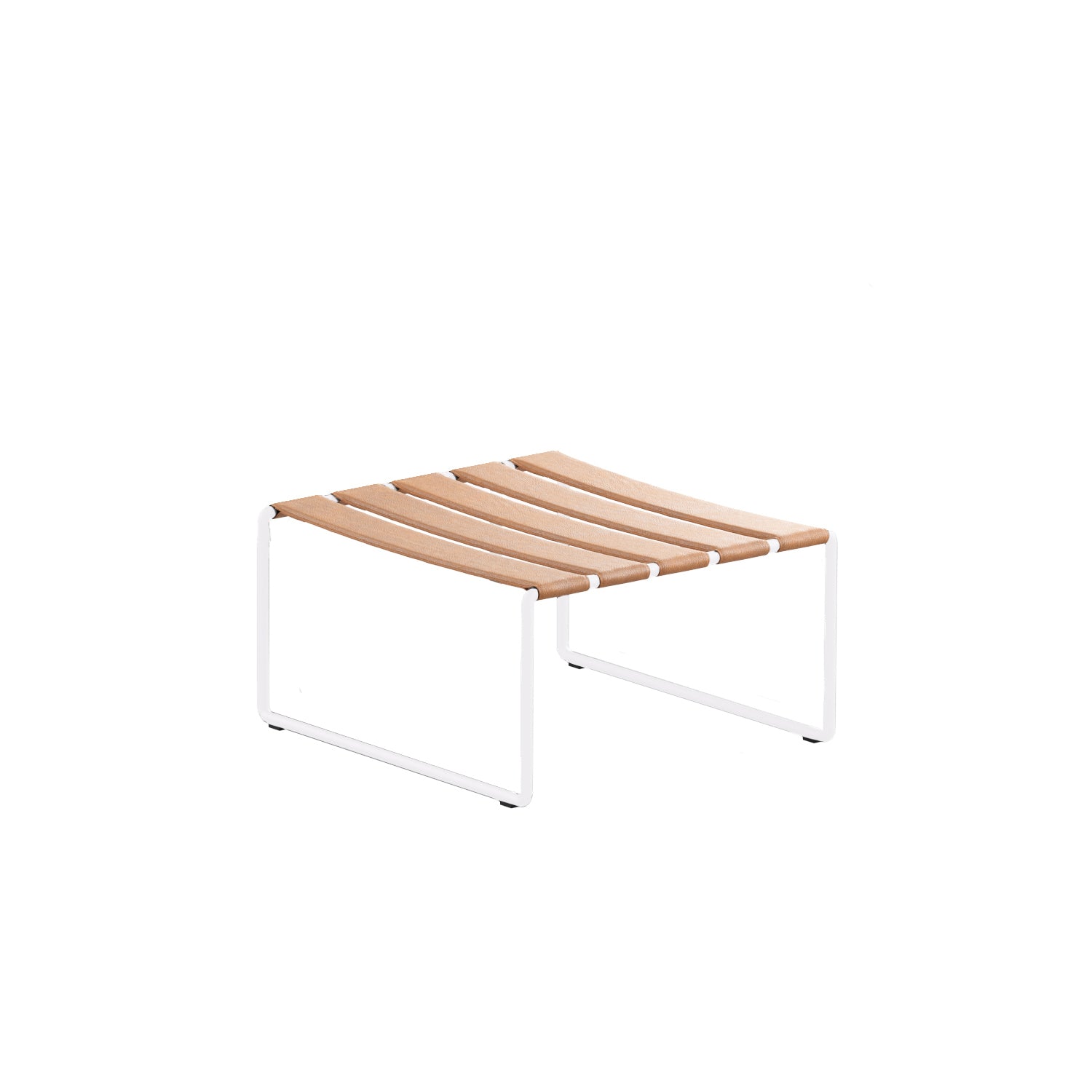 Strappy footrest in white and cognac