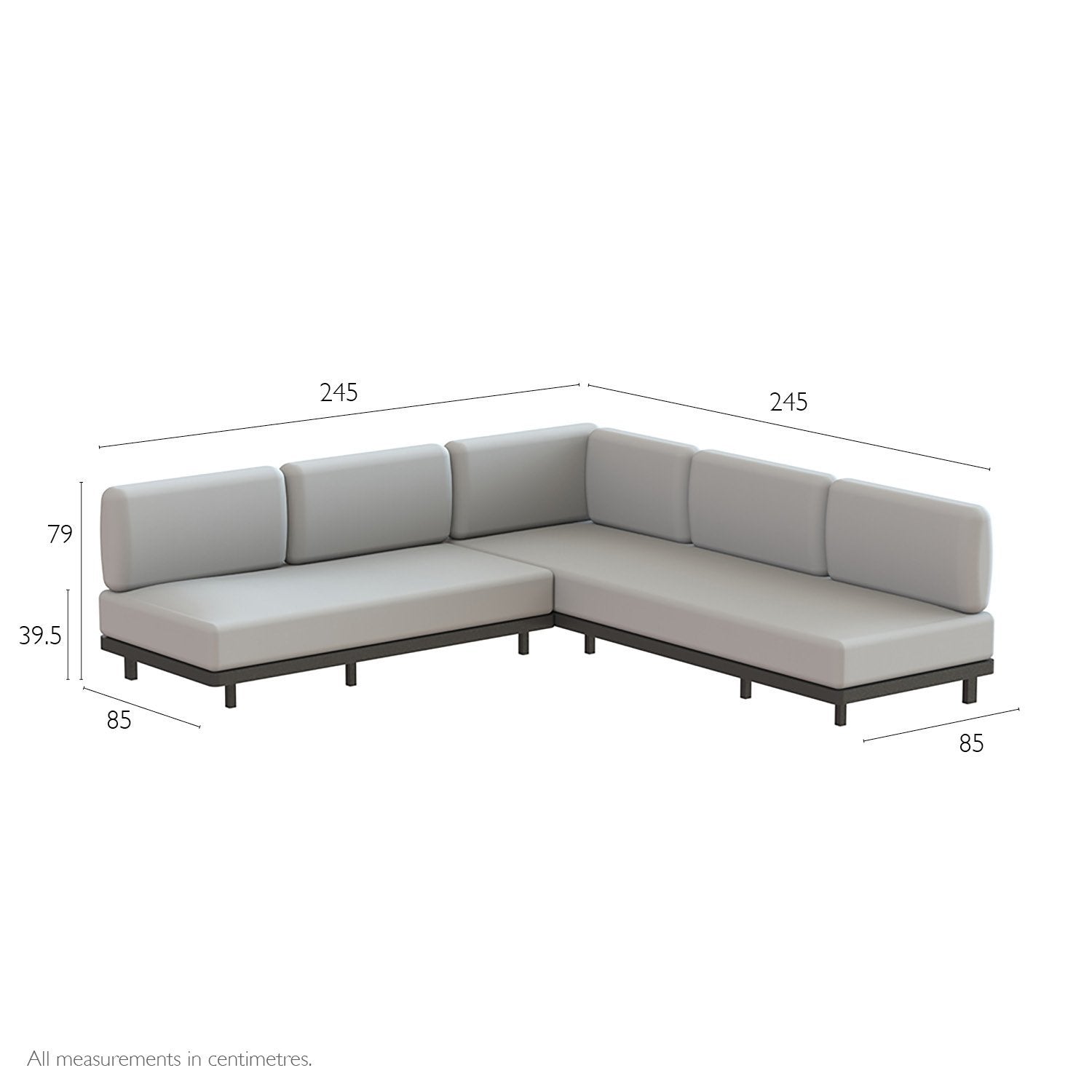Alura Lounge Sofa Set Three dimensions