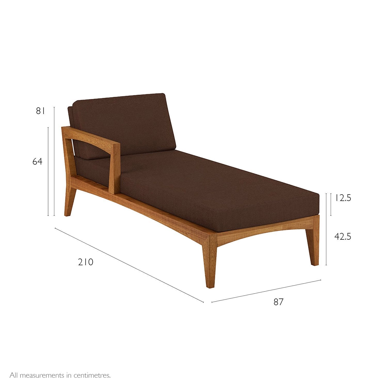 Zenhit right arm daybed with dimensions