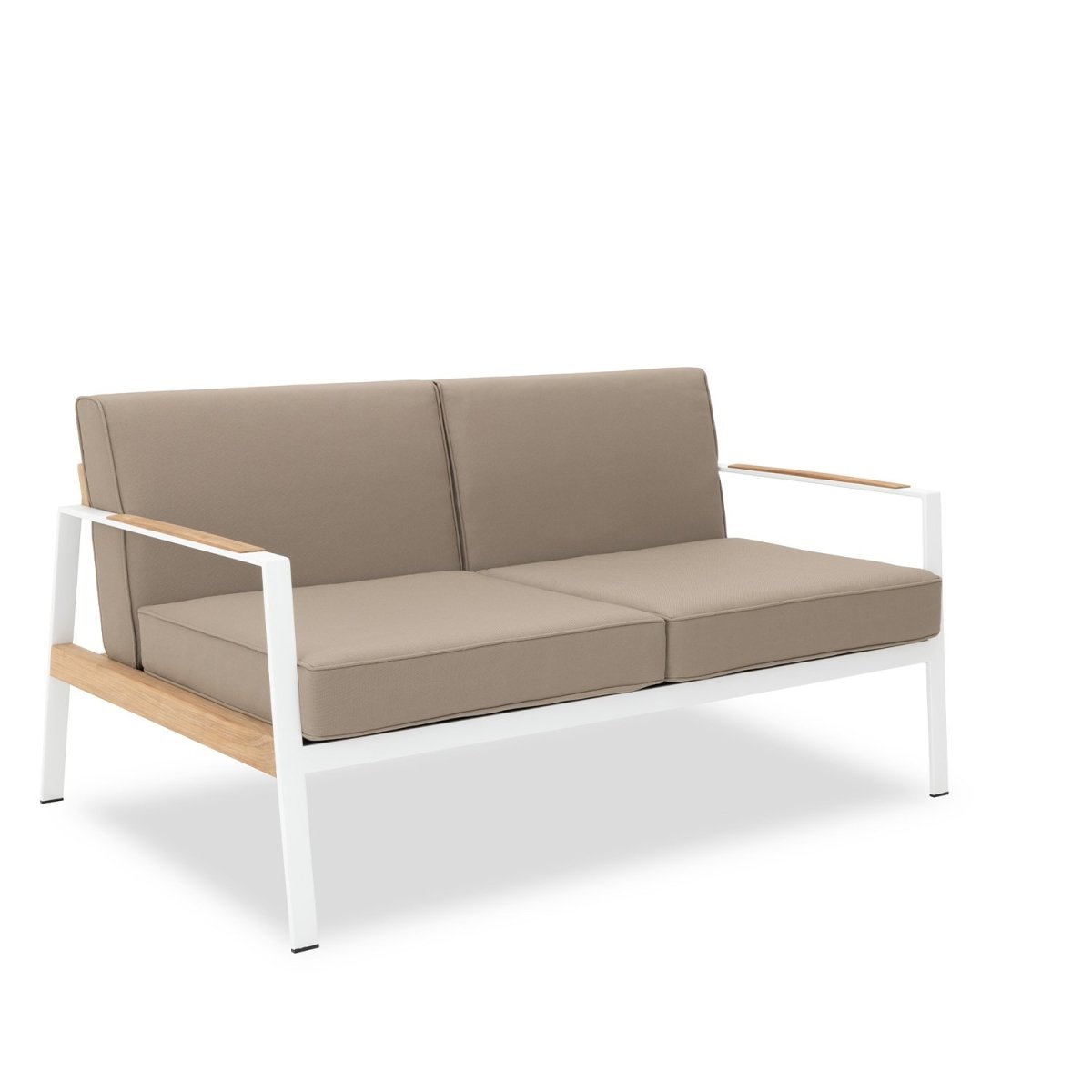 California 2 seat sofa in white with taupe cushions