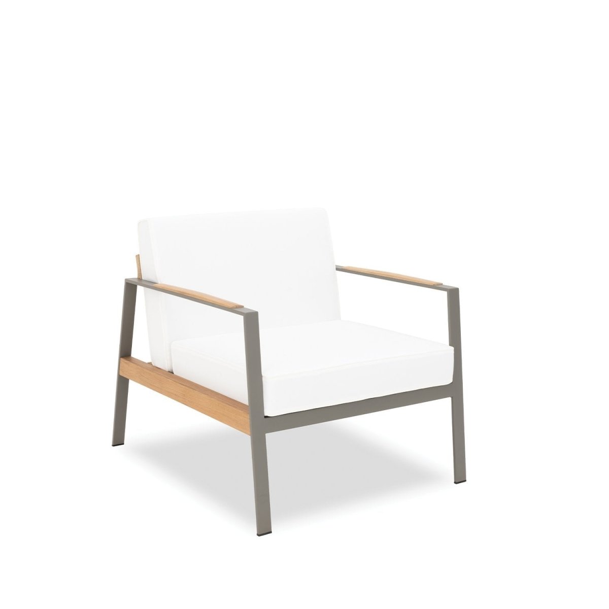 California Armchair in Smoke with white cushions