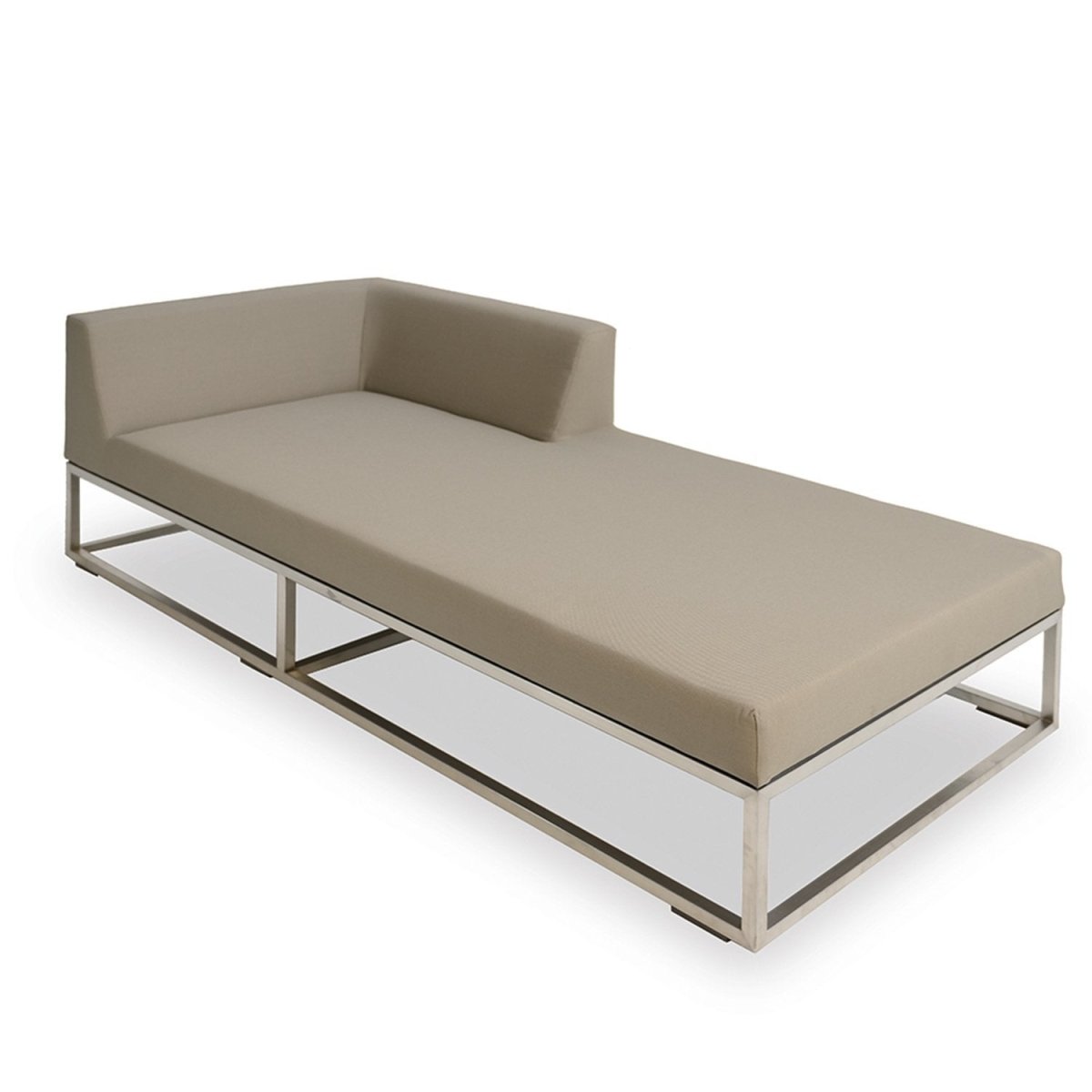 Latitude Daybed Right - Taupe Fabric with Stainless Steel Frame