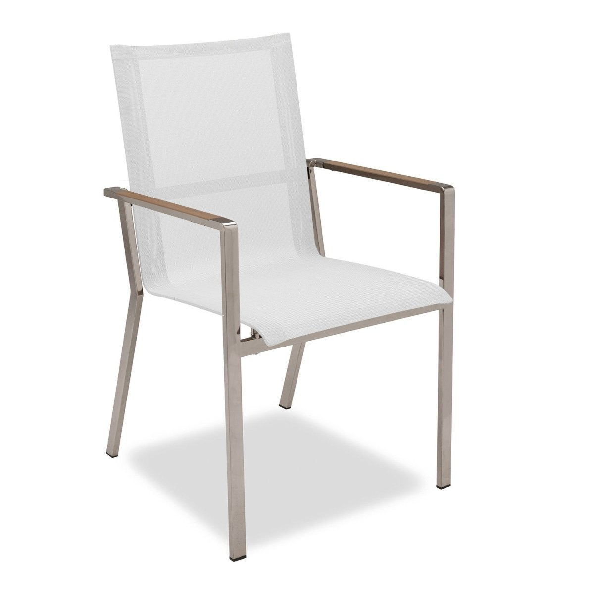 Lucerne Carver Chair in white with Teak inlays